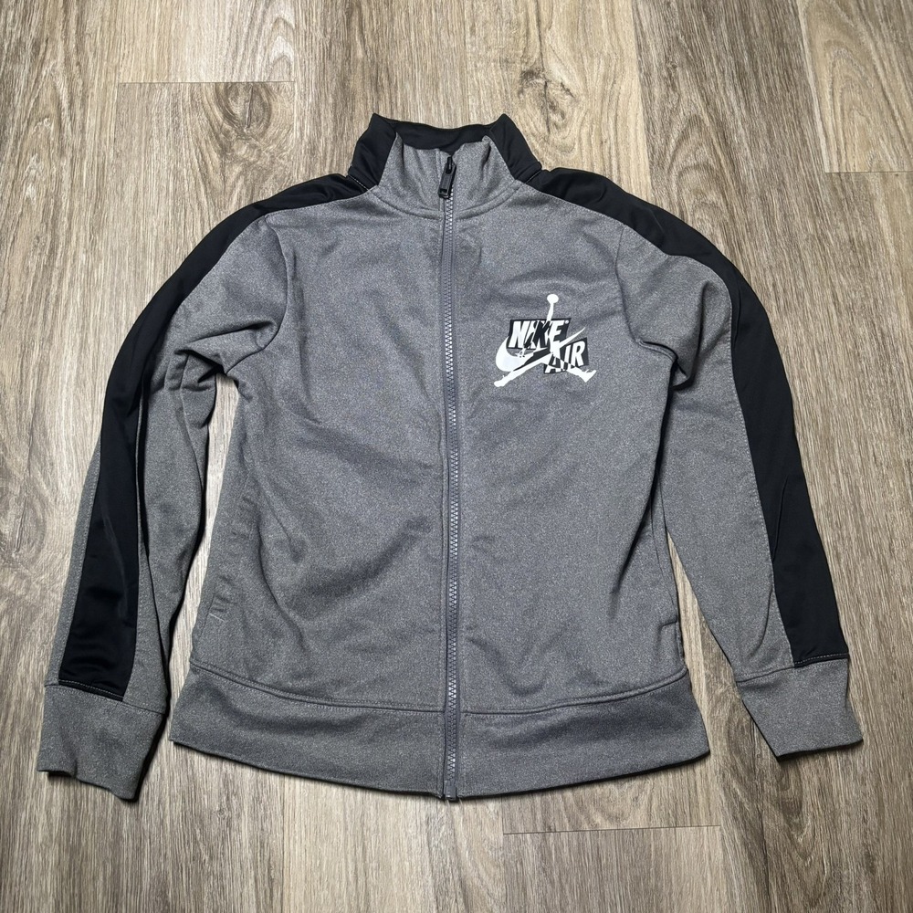 Nike‎ Air Jordan Jumpman Boys Sm 8-10yrs Long Sleeve full Zip Jacket Gray Black